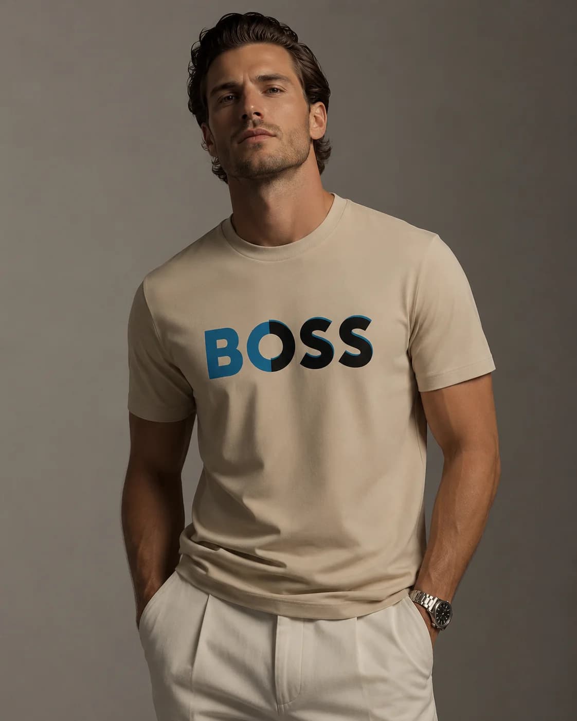 טי-שירט בוס לוגו מדורג (BOSS Gradient Logo T-Shirt)