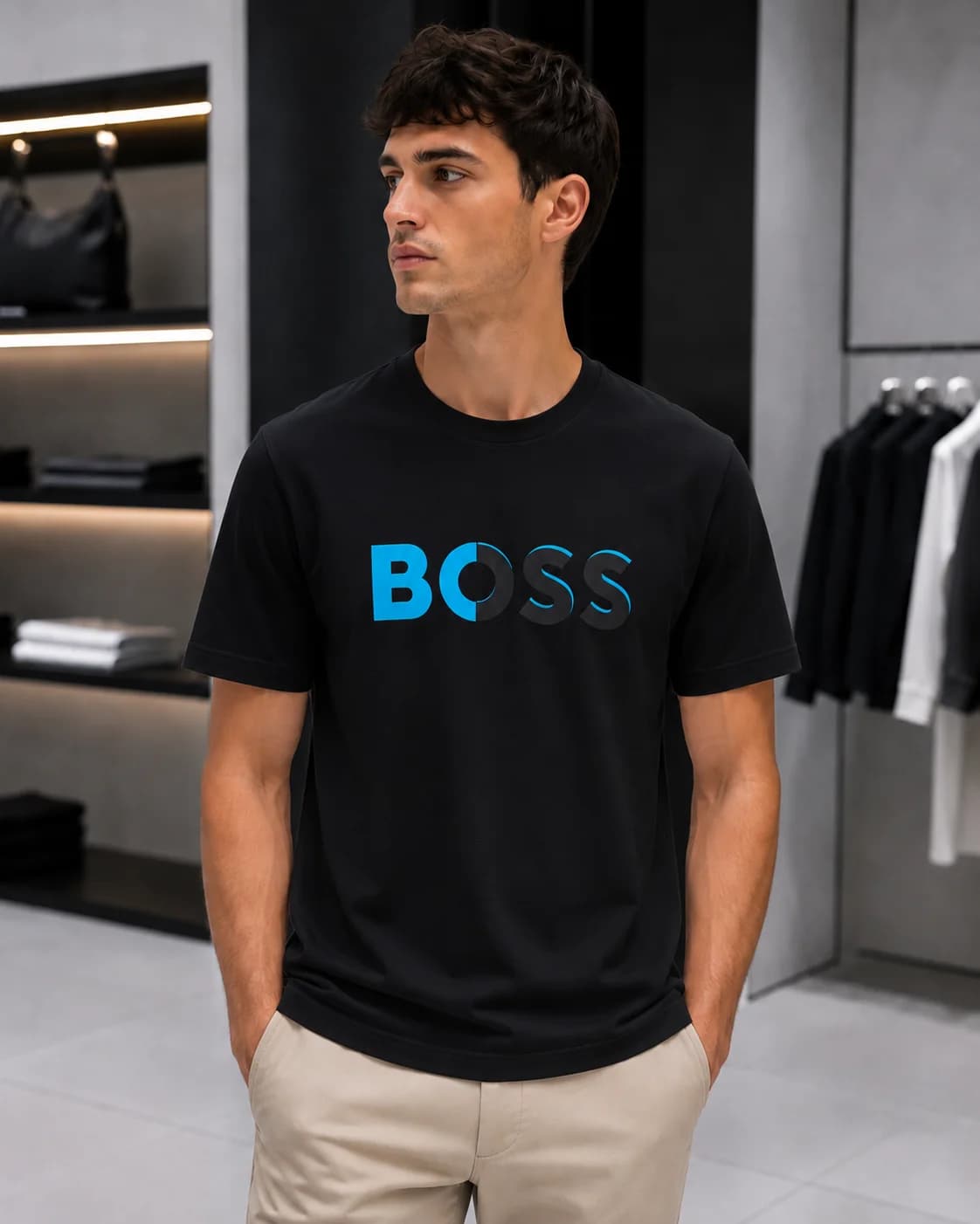 טי-שירט בוס לוגו מדורג (BOSS Gradient Logo T-Shirt) 5