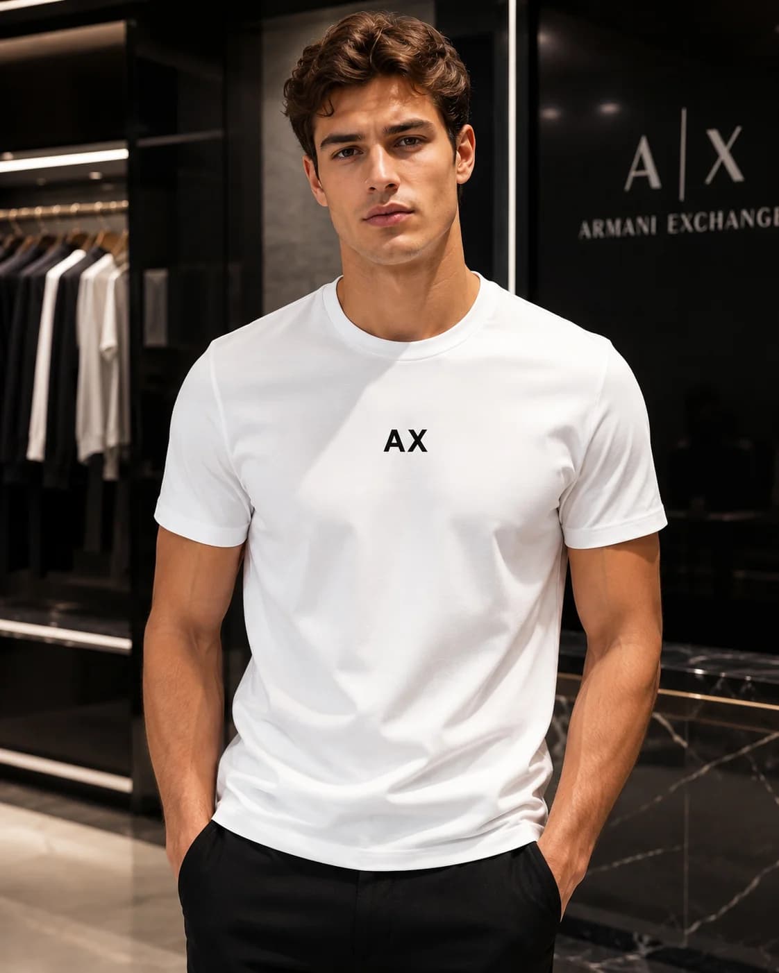 טי-שירט ארמני אקסטשיינג' לוגו AX מיני (Armani Exchange Mini AX Logo T-Shirt)