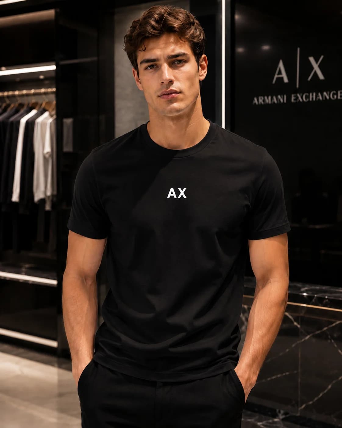 טי-שירט ארמני אקסטשיינג' לוגו AX מיני (Armani Exchange Mini AX Logo T-Shirt) 5