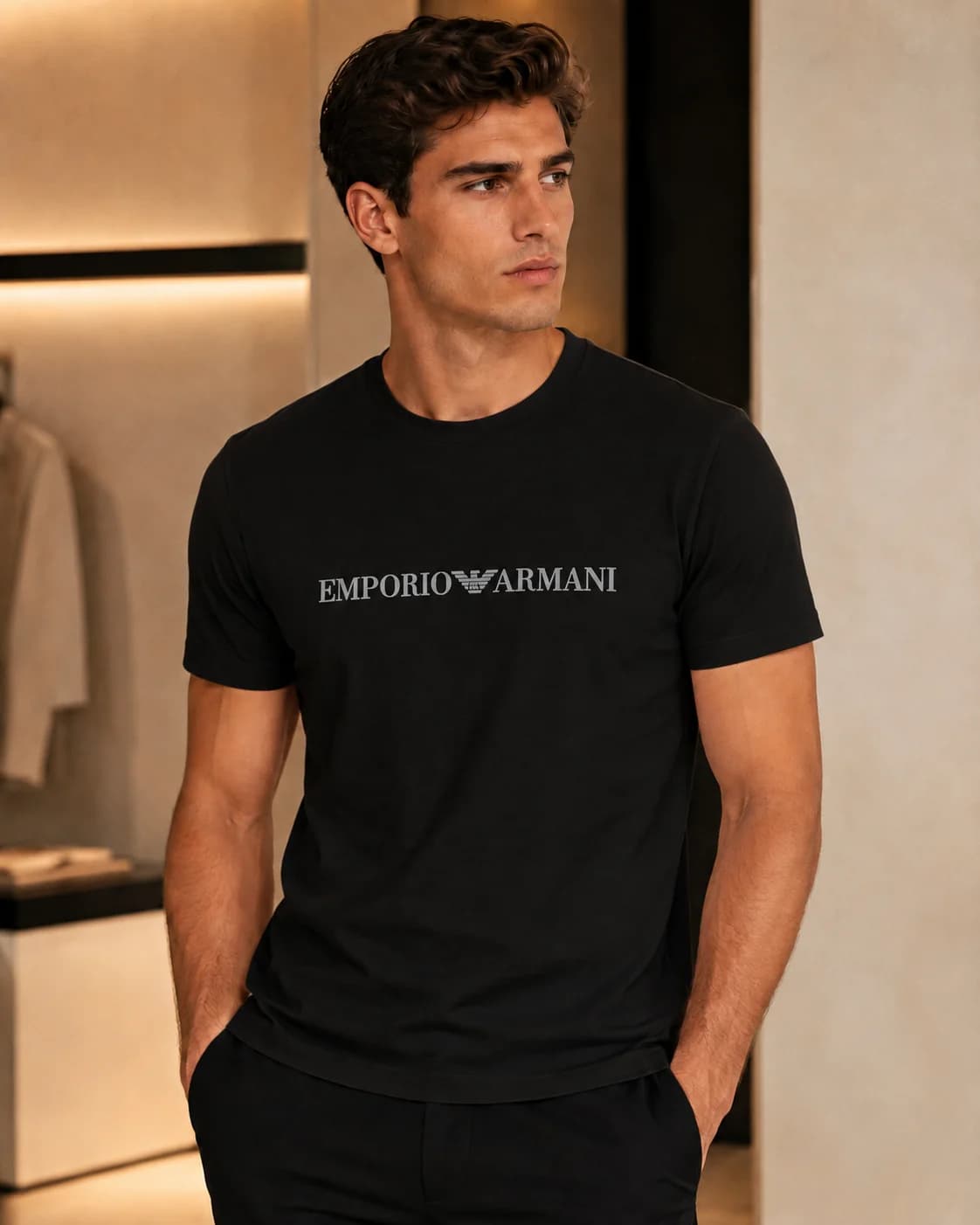 טי-שירט אמפוריו ארמני לוגו רקום (Emporio Armani Embroidered Logo T-Shirt)