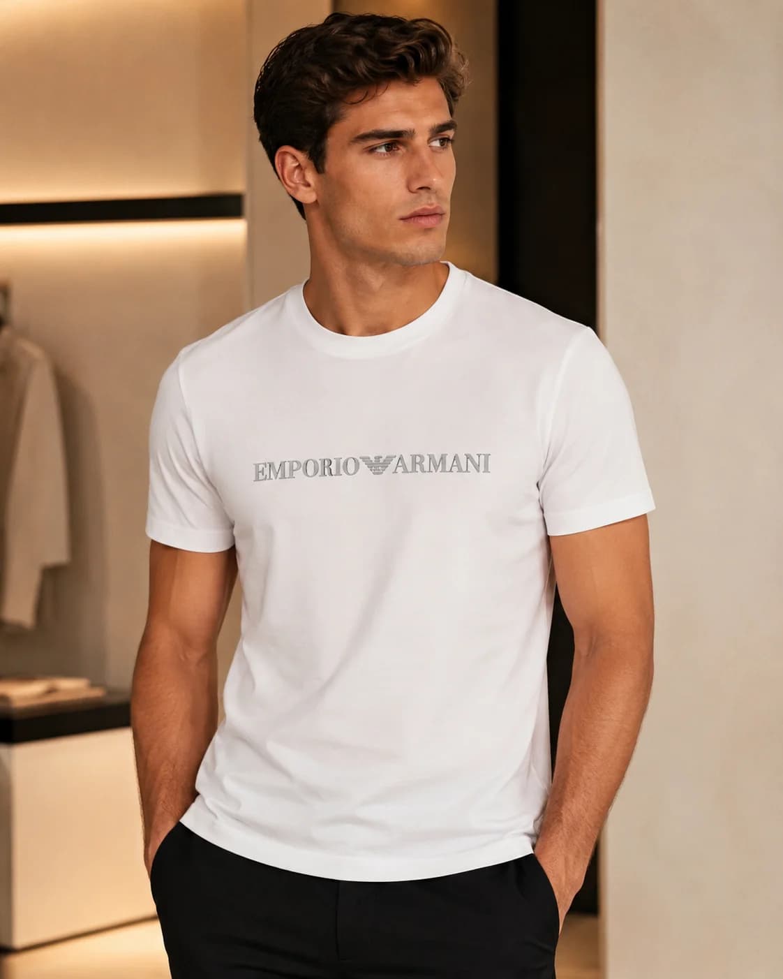 טי-שירט אמפוריו ארמני לוגו רקום (Emporio Armani Embroidered Logo T-Shirt) 3