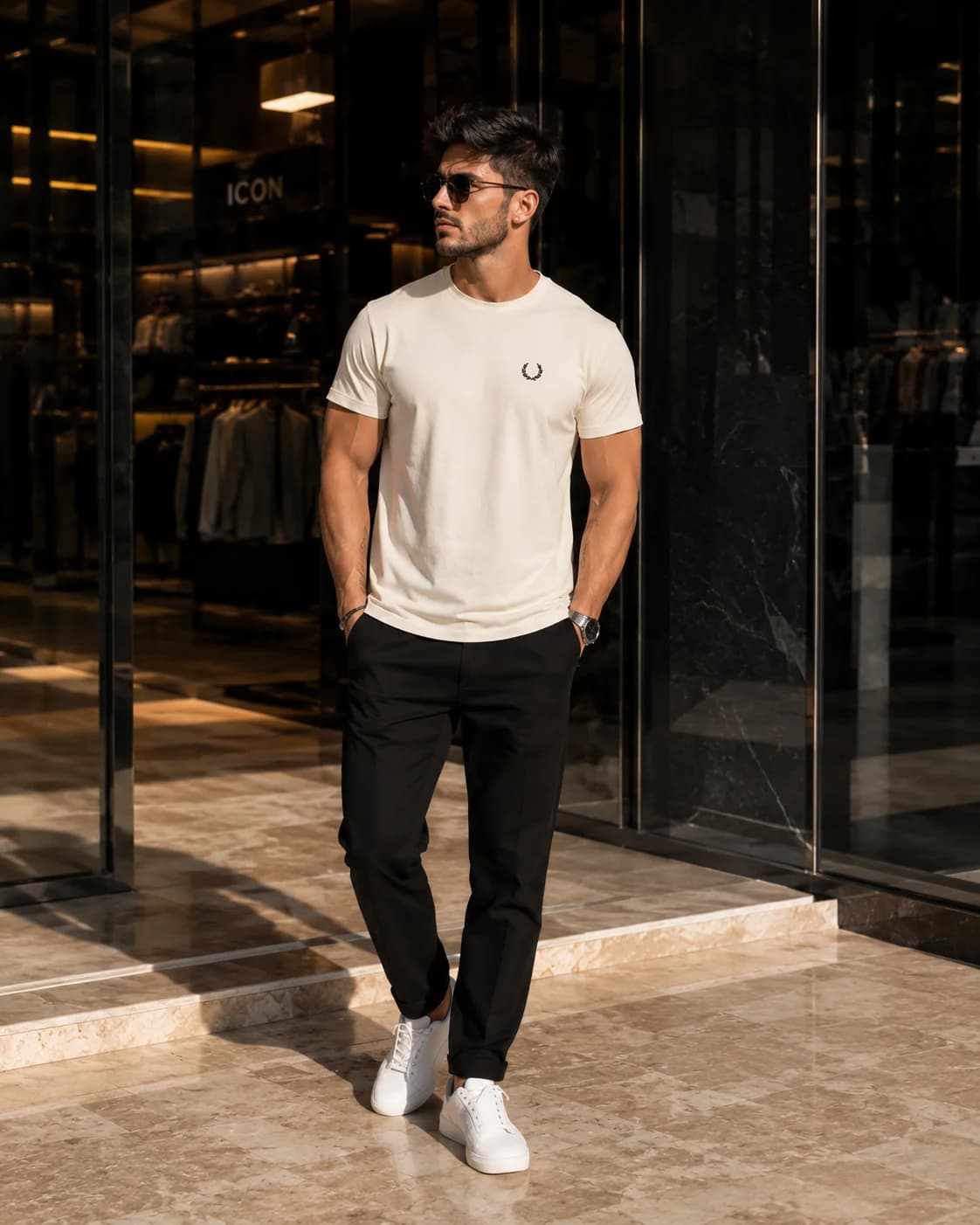 חולצת טי-שירט 'Fred Perry' קלאסית עם הדפס גב 4