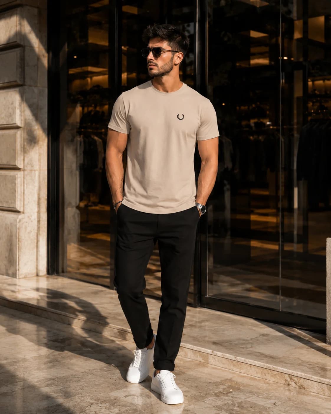 חולצת טי-שירט 'Fred Perry' קלאסית עם הדפס גב 10