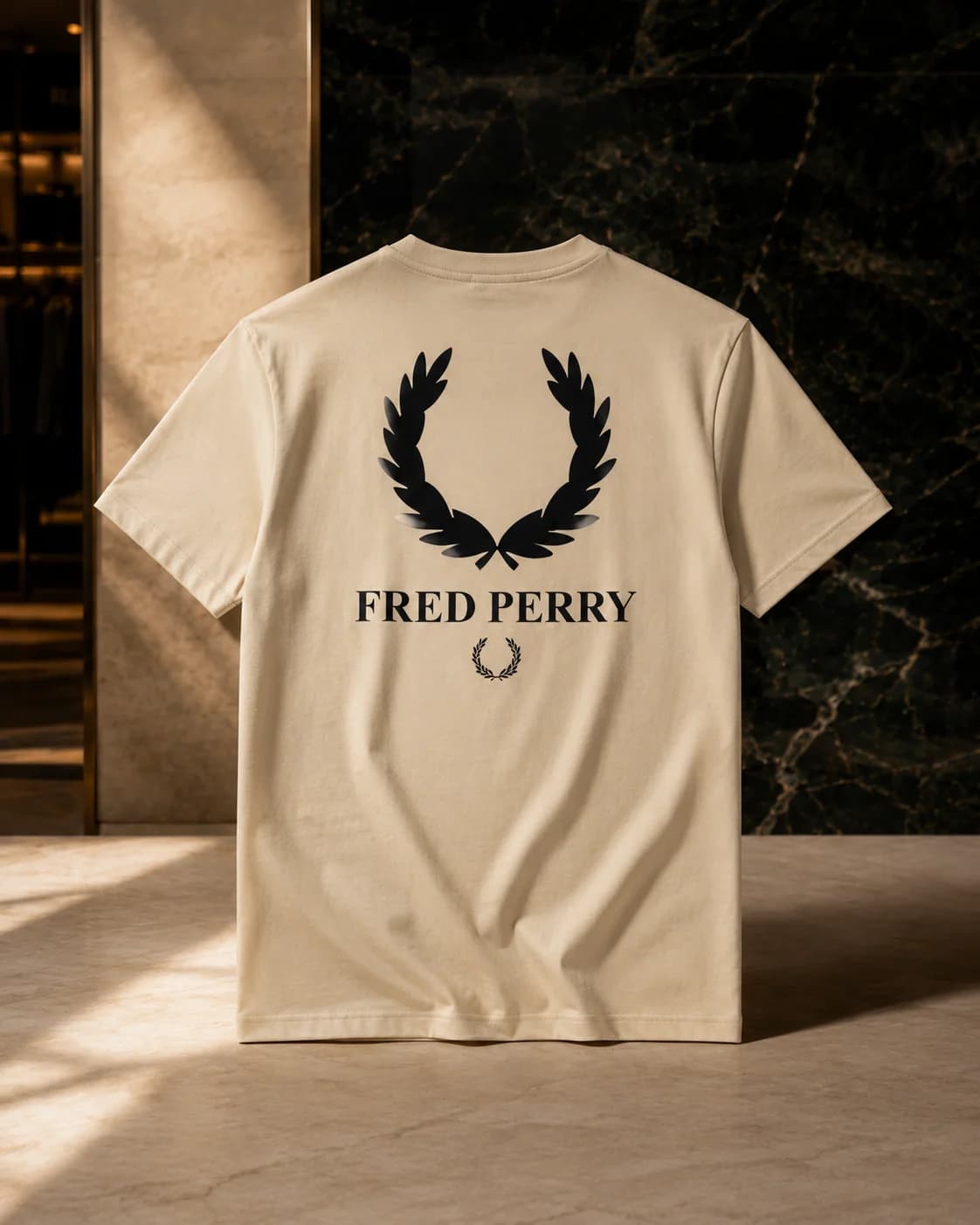 חולצת טי-שירט 'Fred Perry' קלאסית עם הדפס גב 12