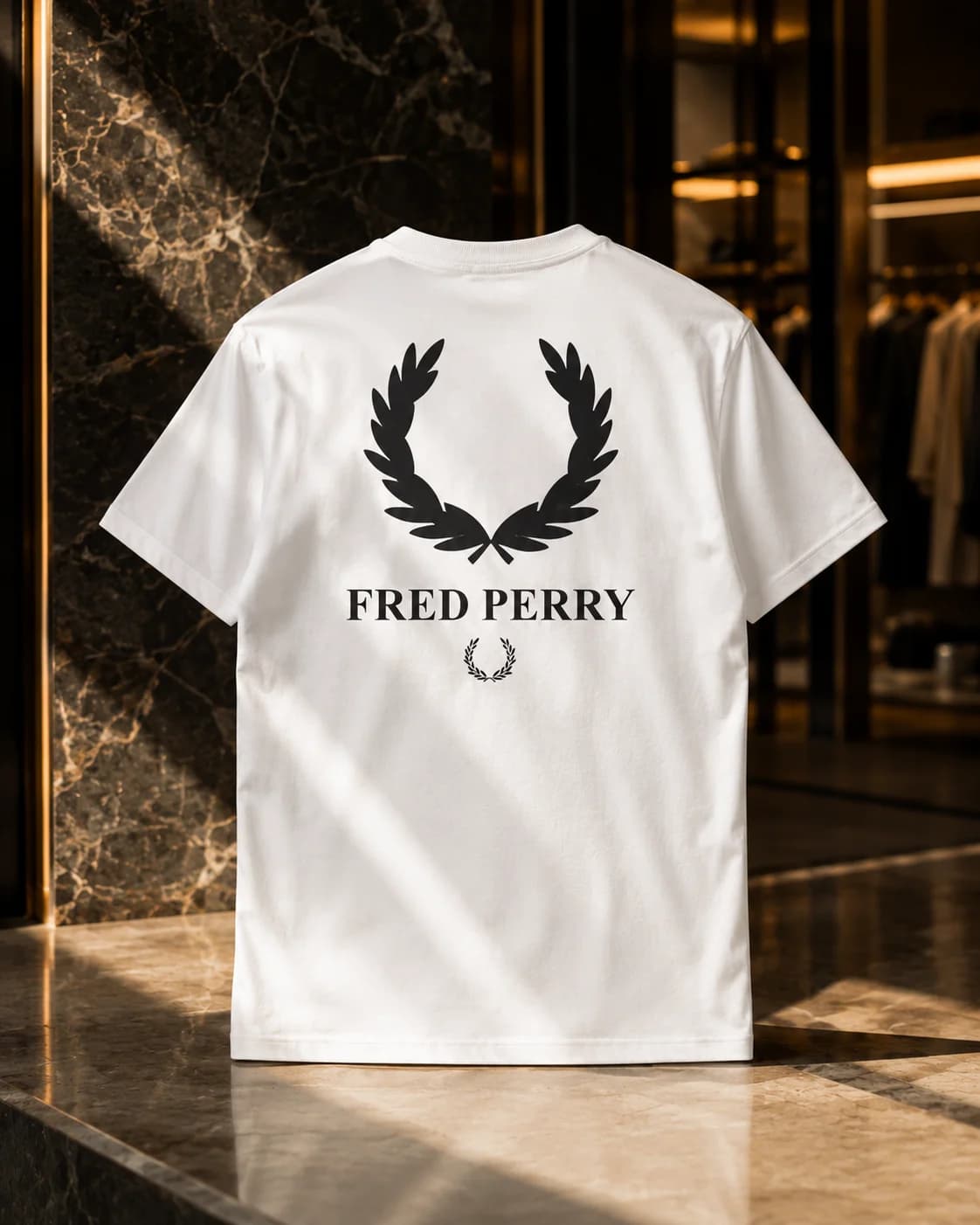 חולצת טי-שירט 'Fred Perry' קלאסית עם הדפס גב 15