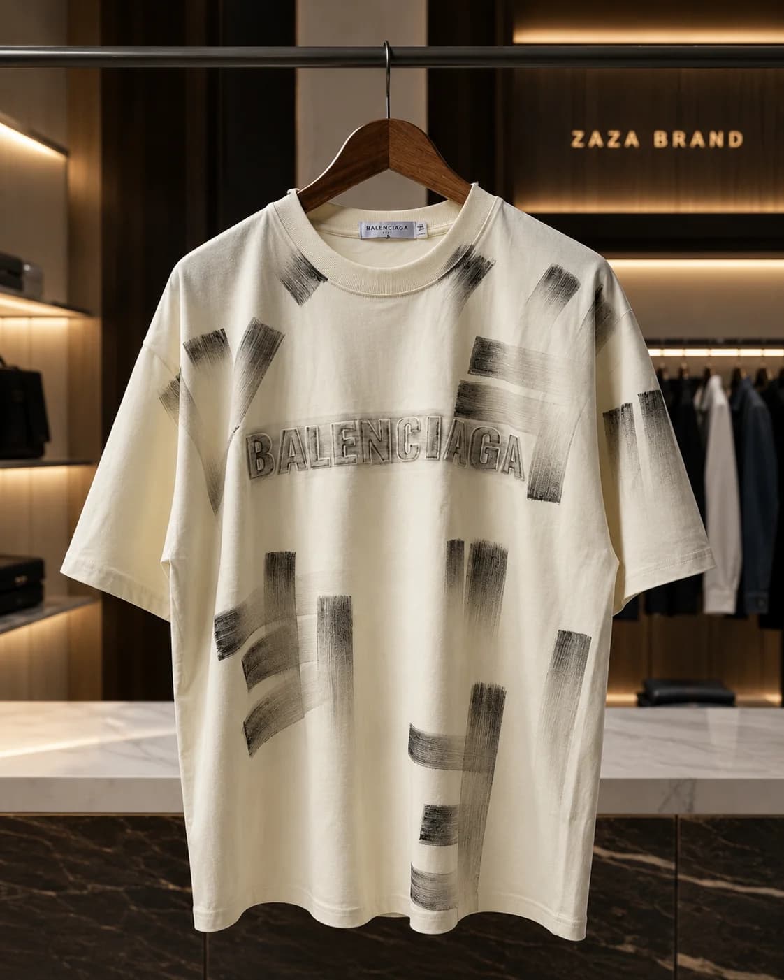 חולצת טי-שירט 'BALENCIAGA' בעיצוב גרפיטי ואוברסייז – שחור 6