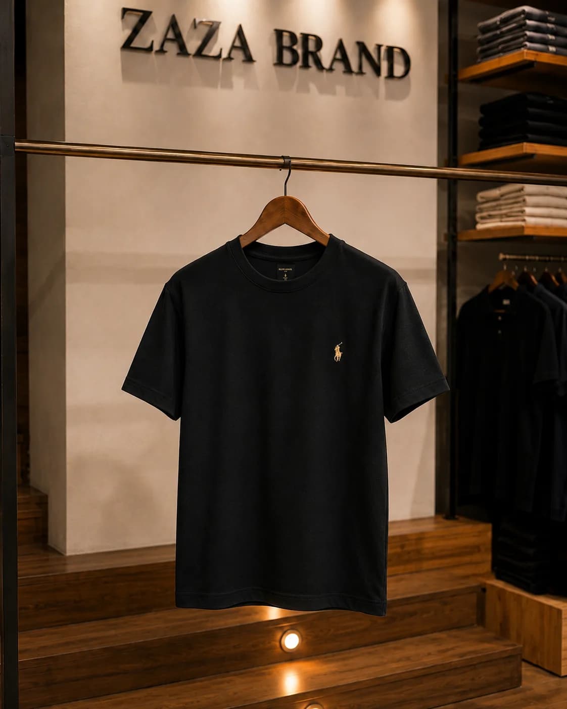 חולצת טישירט Polo Ralph Lauren עם צווארון עגול מוגבה – 4