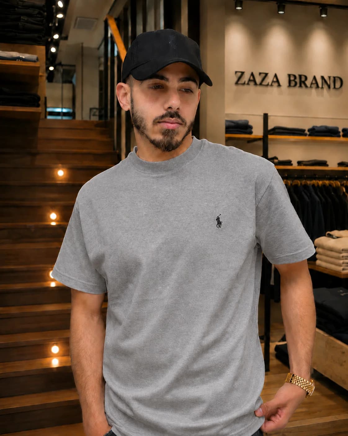 חולצת טישירט Polo Ralph Lauren עם צווארון עגול מוגבה – 7