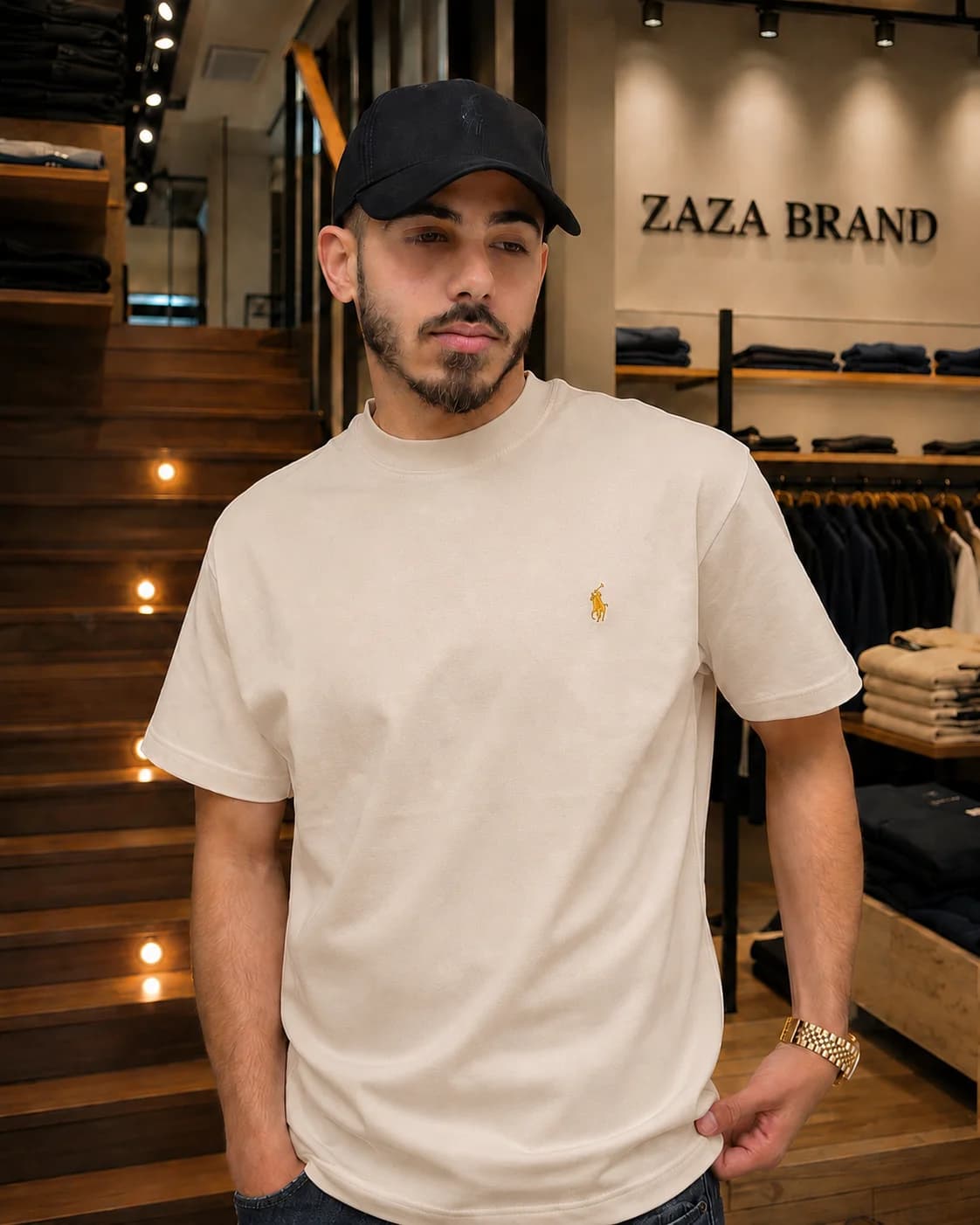 חולצת טישירט Polo Ralph Lauren עם צווארון עגול מוגבה – 9